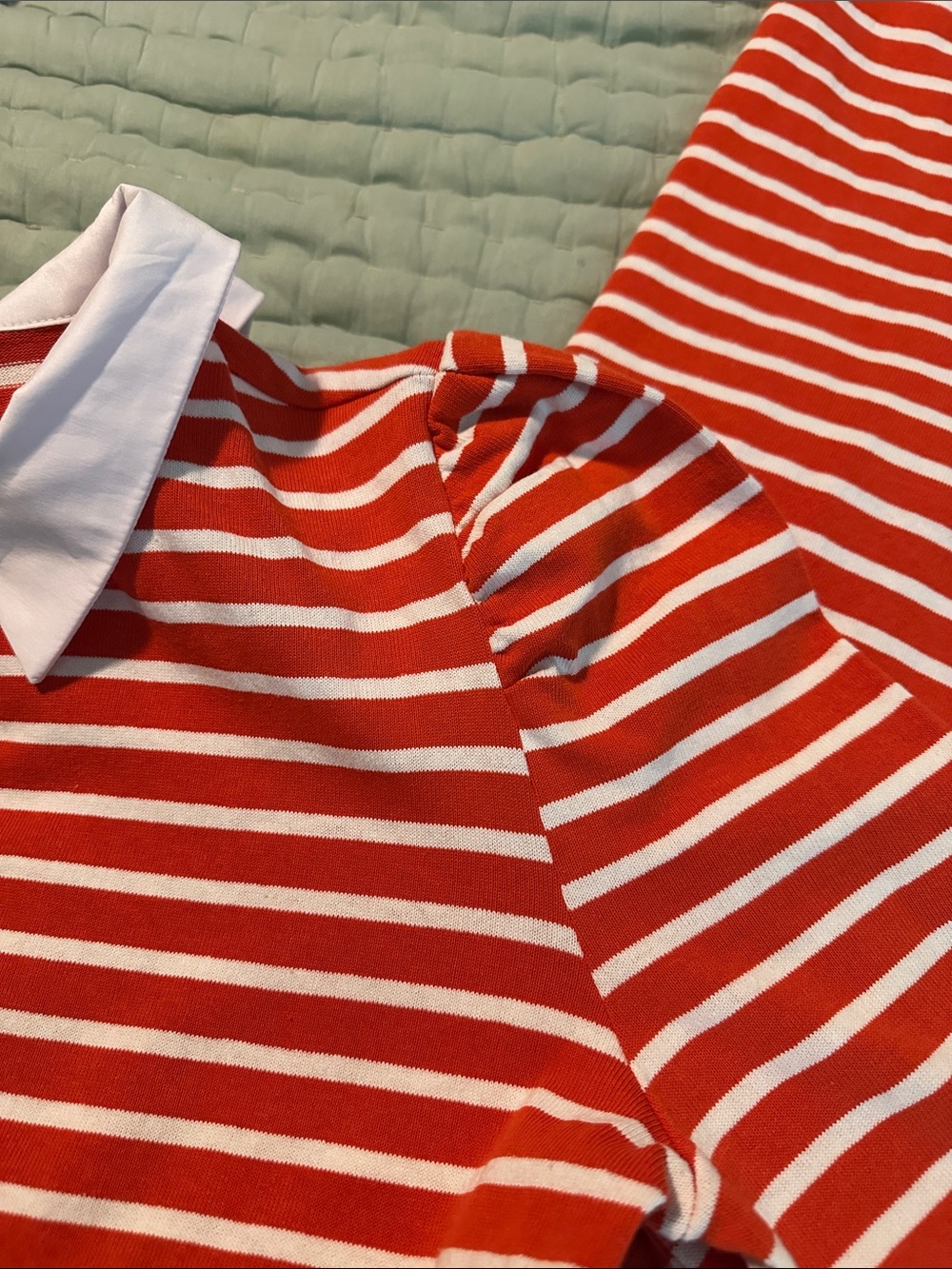 BUBU Red & White Striped Maxi Dress with Polo Collar - Picture 3 of 5